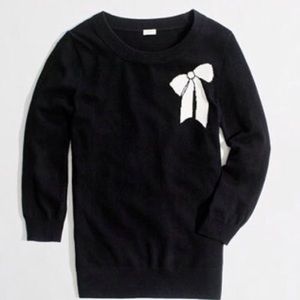 J.crew white bow 🎀 intarsia black sweater